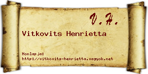 Vitkovits Henrietta névjegykártya